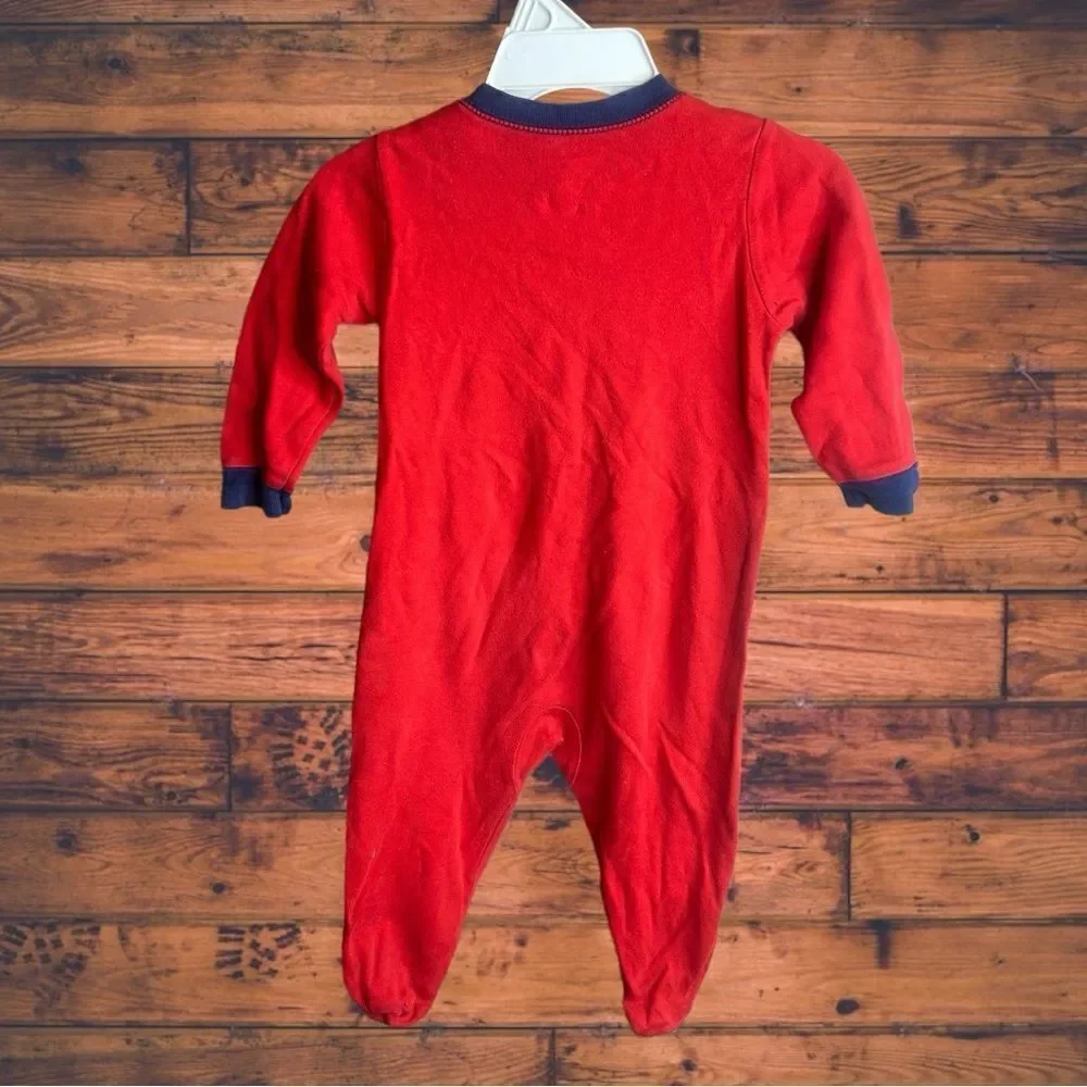 5 for $25🔥6-9 Months Faded Glory Red Robot‎ Footies Jumpsuit Pajamas